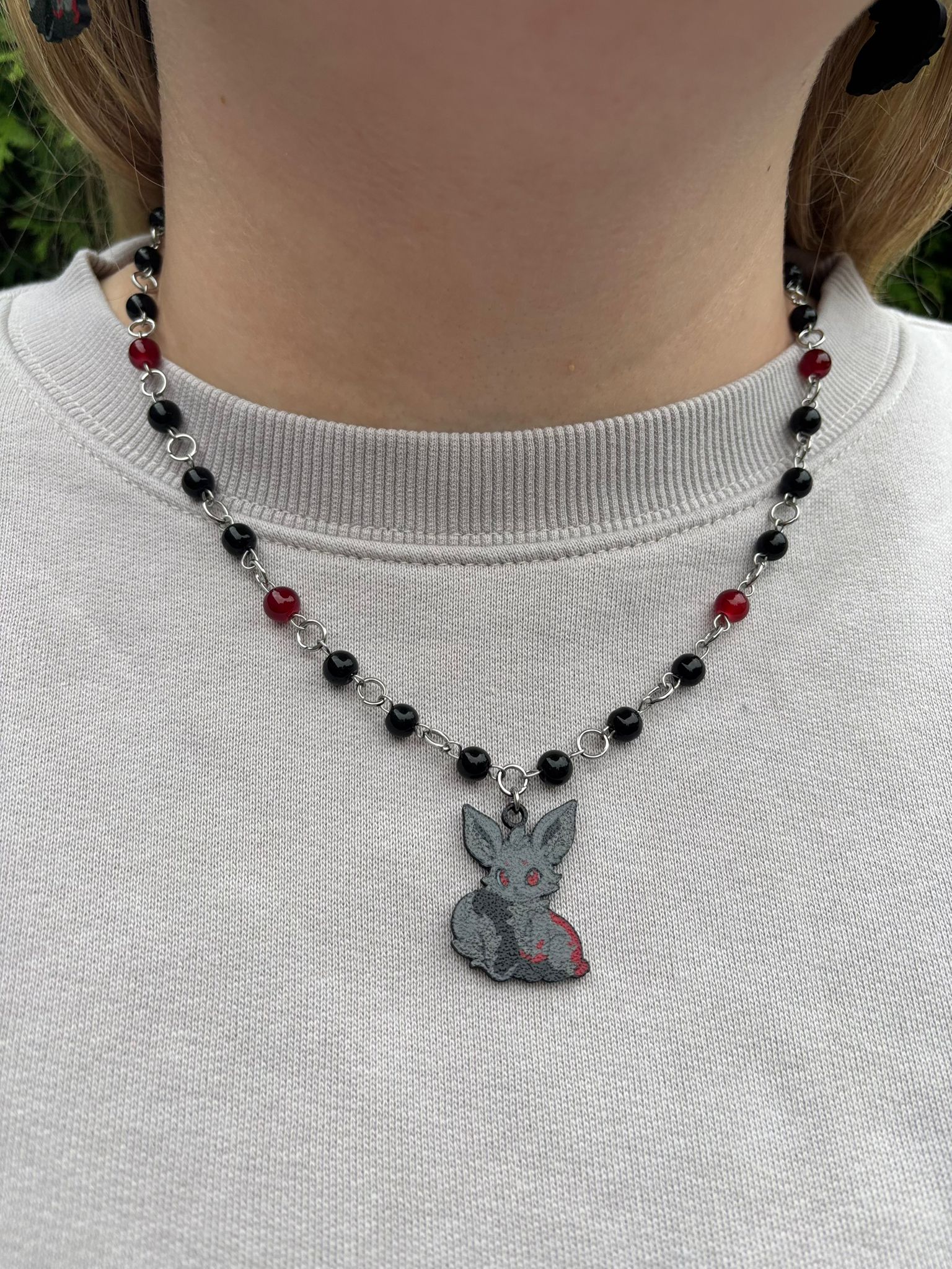 🌙 Blood Moon Fox Necklace - Handmade Dark x Cute Jewelry