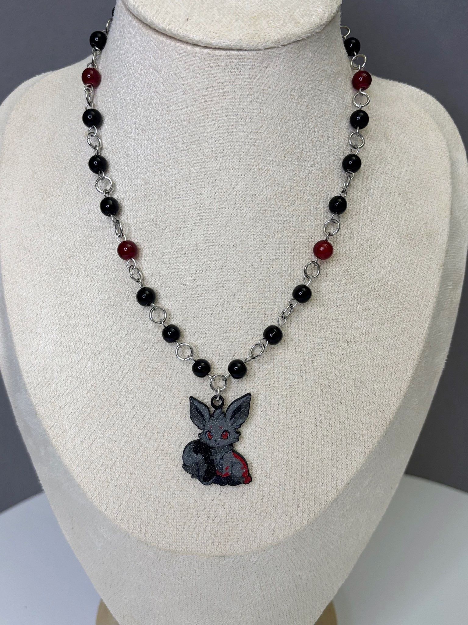 🌙 Blood Moon Fox Necklace - Handmade Dark x Cute Jewelry