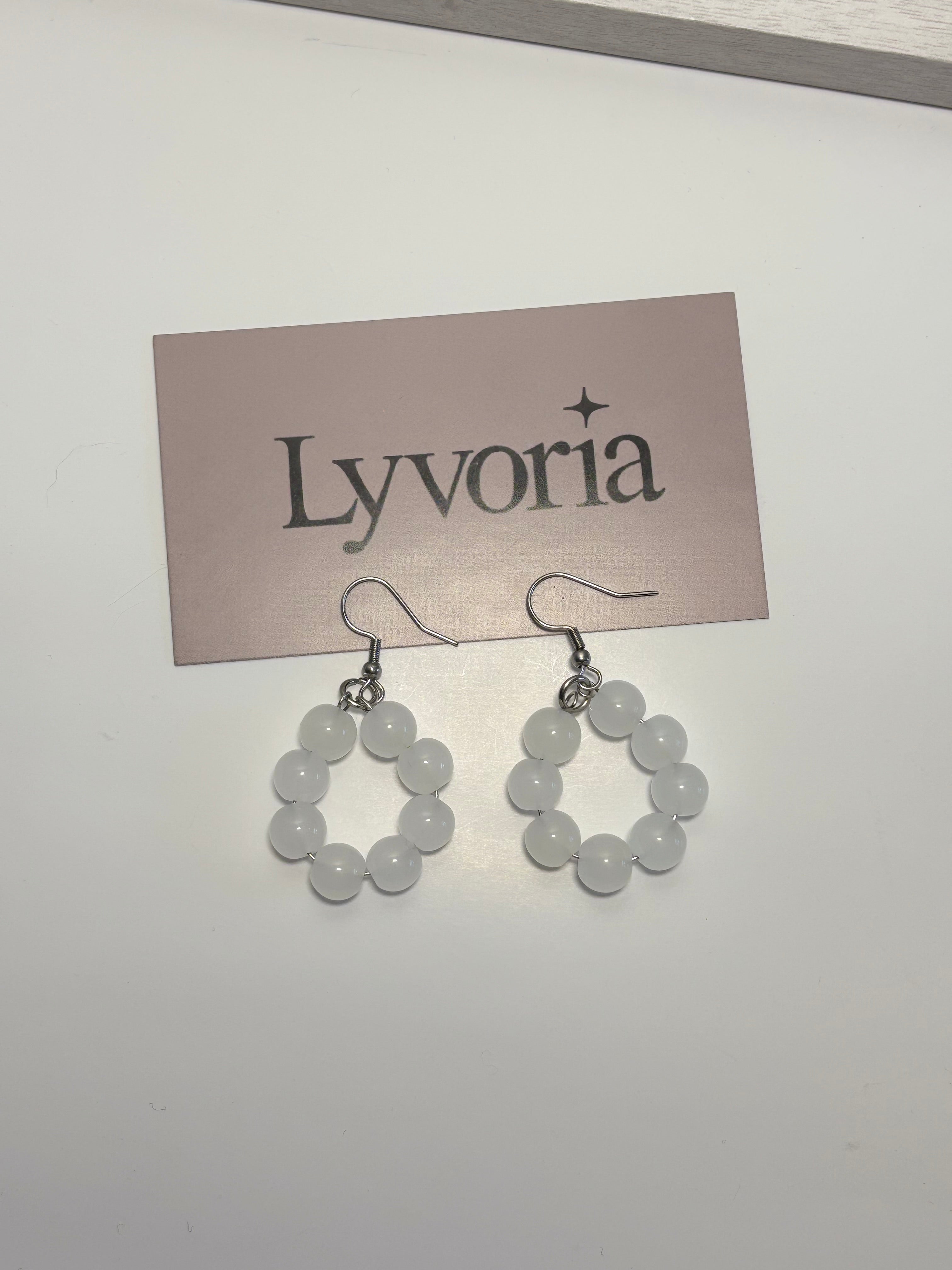 🤍 Pearl Loop Earrings - White Dark x Cute Jewelry