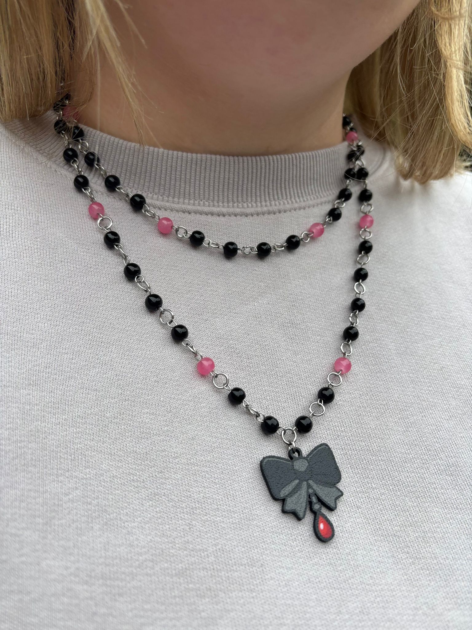 🎀 Bloody Bow Necklace - Handmade Dark x Cute Jewelry