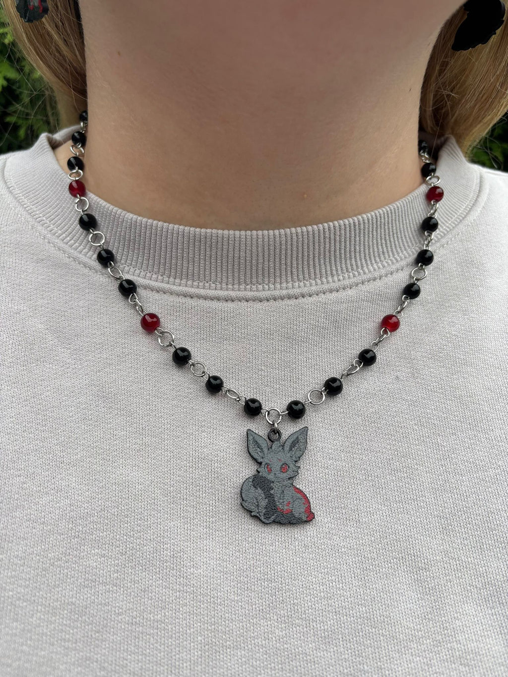 🌙 Blood Moon Fox Necklace - Handmade Dark x Cute Jewelry