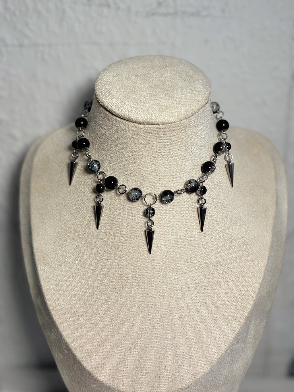 🖤 Spiked Moon Necklace - Dark x Cute Handmade Jewelry