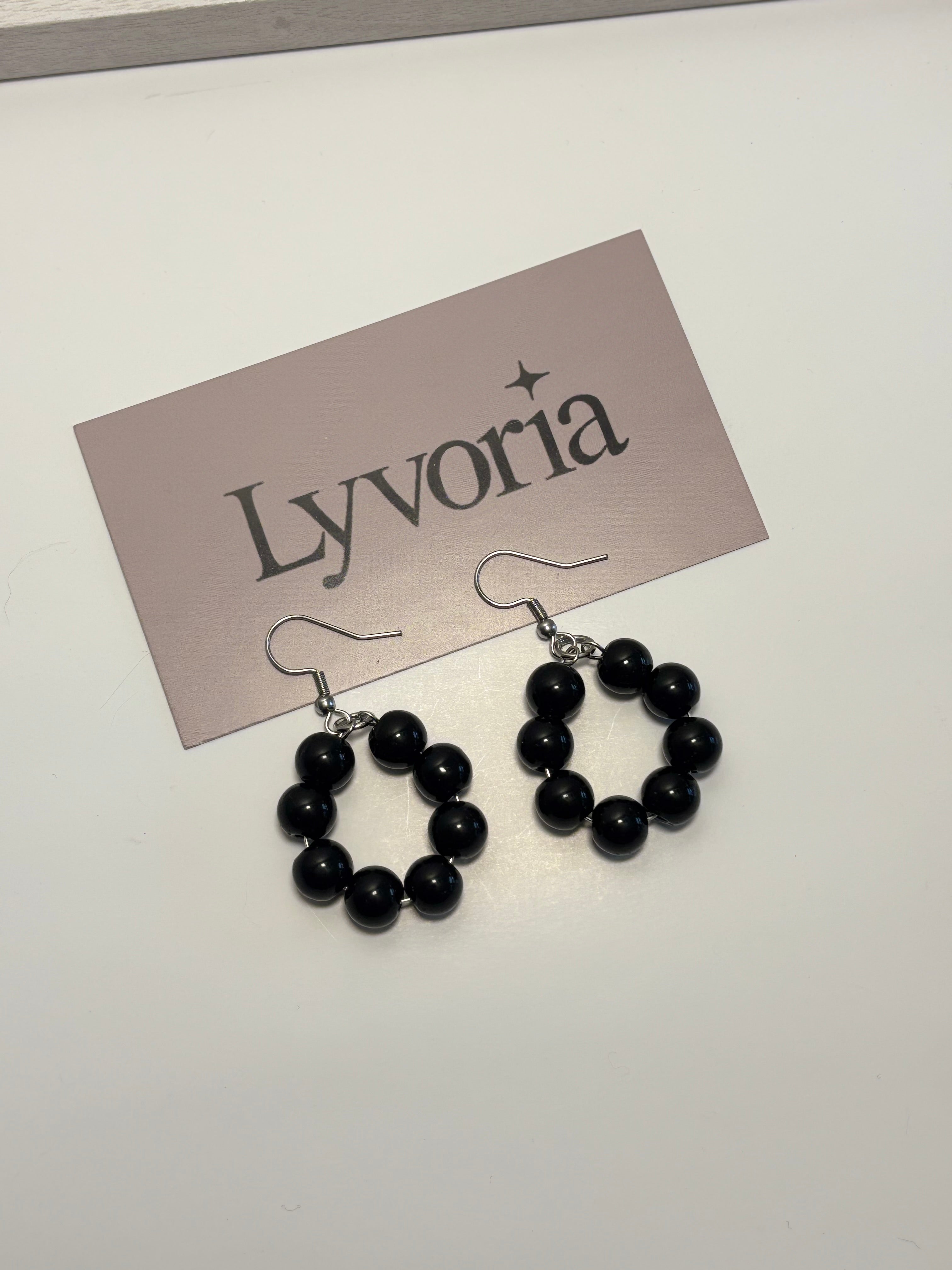 🖤 Pearl Loop Earrings - Black Dark x Cute Handmade Jewelry