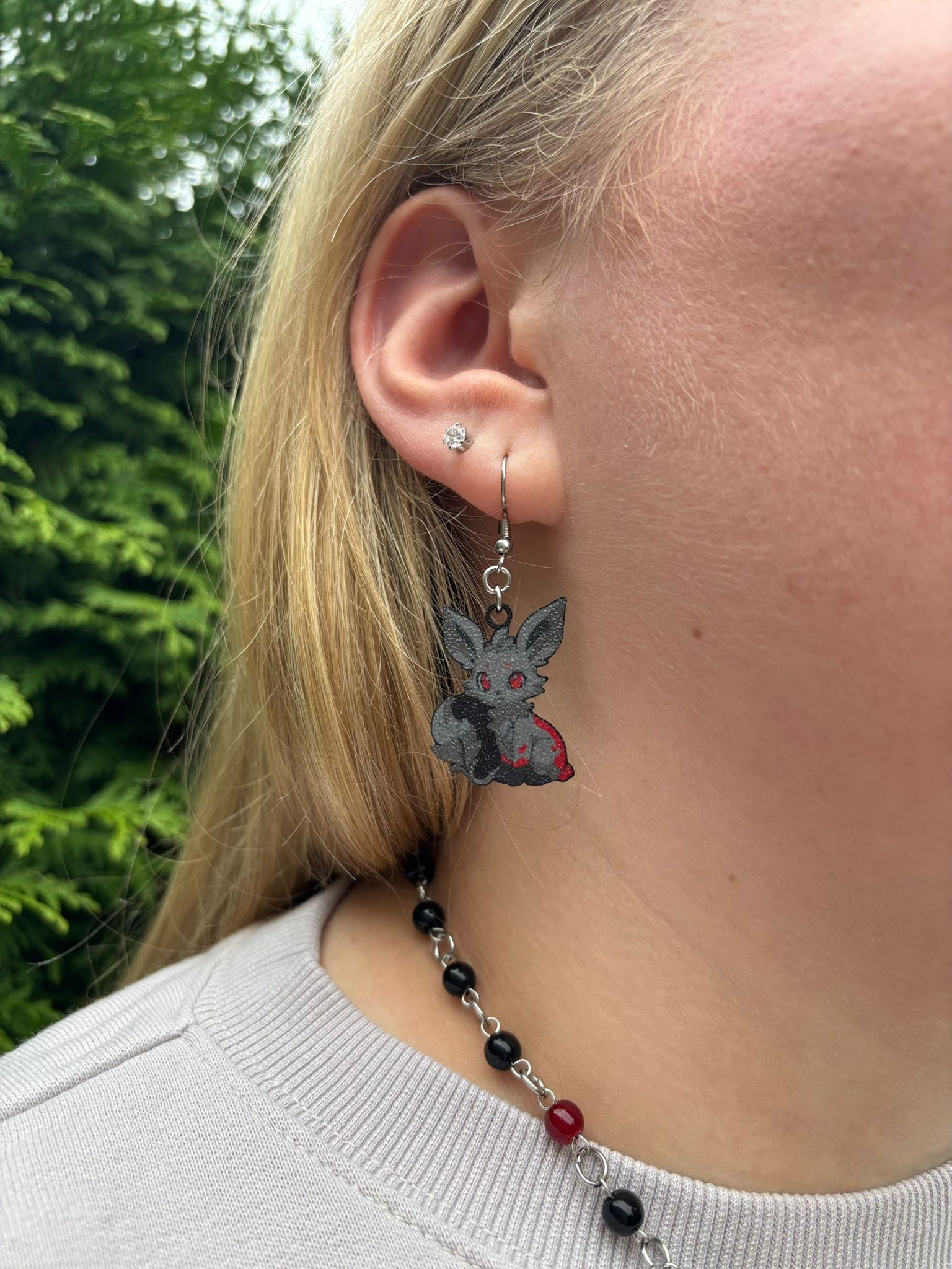 Blood Moon Fox Earrings - Handmade Dark x Cute Jewelry
