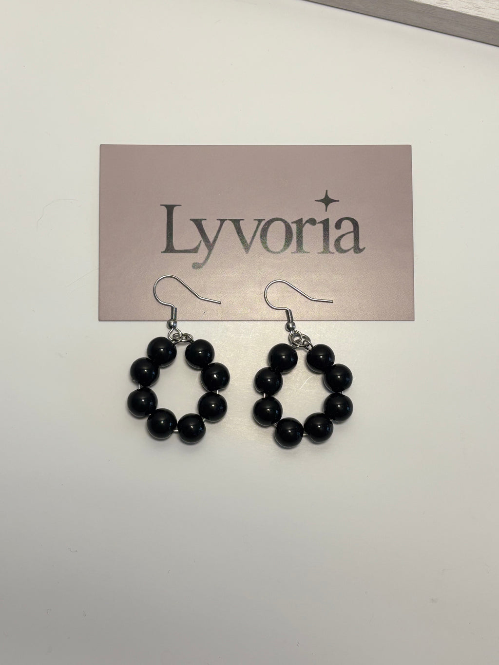 🖤 Pearl Loop Earrings - Black Dark x Cute Handmade Jewelry