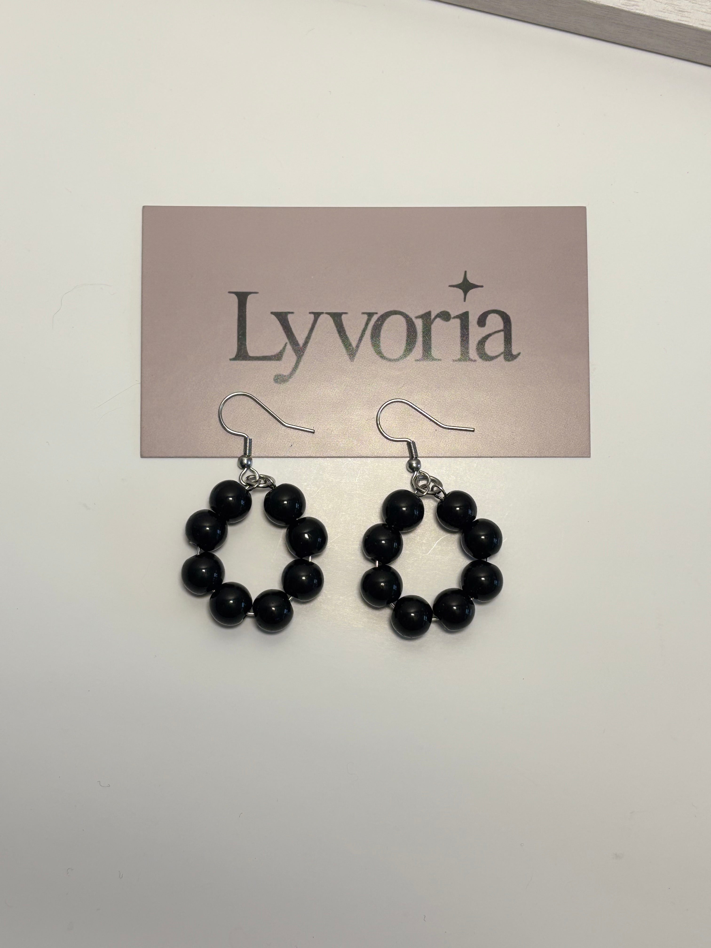 🖤 Pearl Loop Earrings - Black Dark x Cute Handmade Jewelry