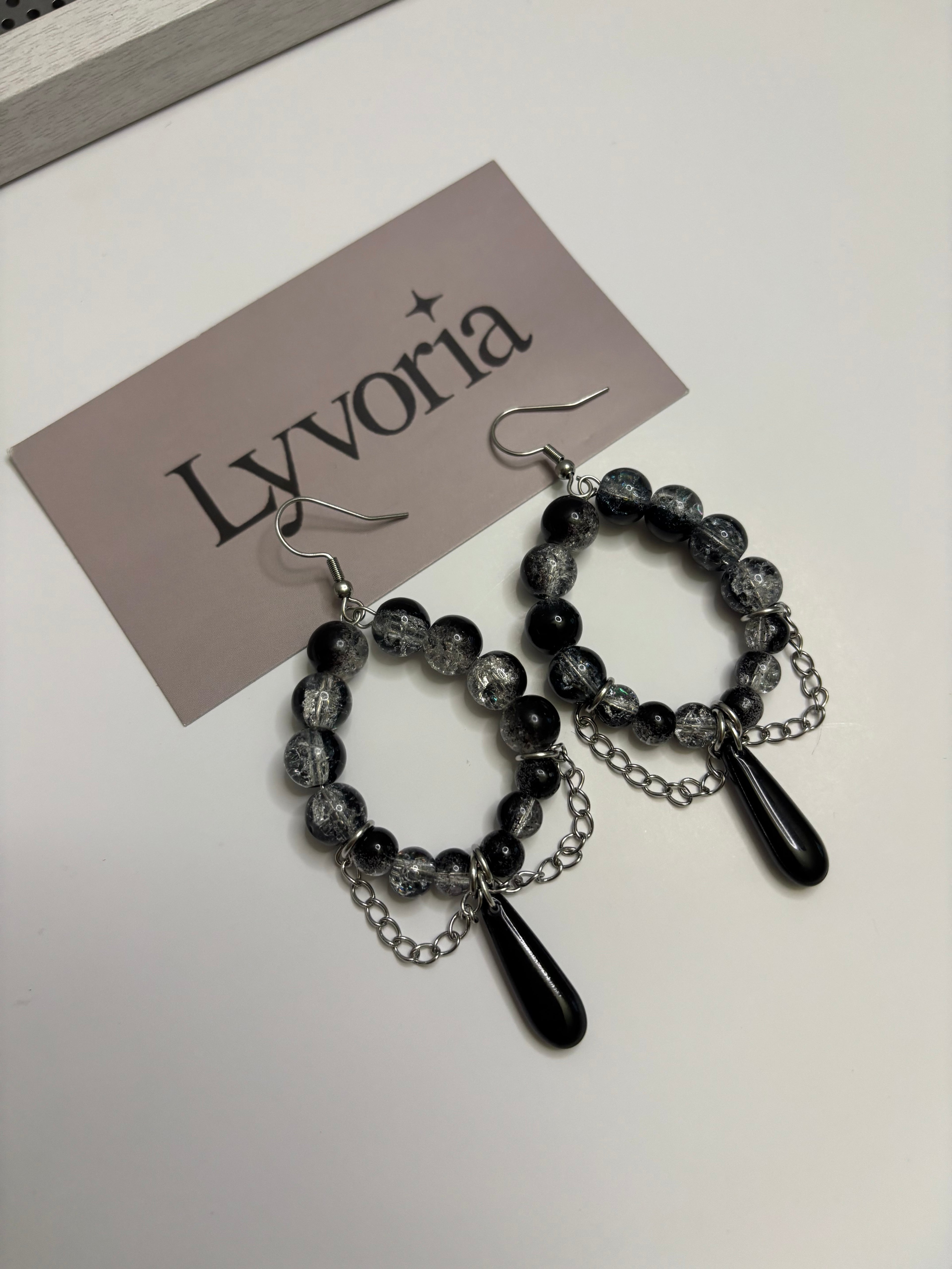 🩶 Silver Tear Earrings - Dark x Cute Handmade Jewelry