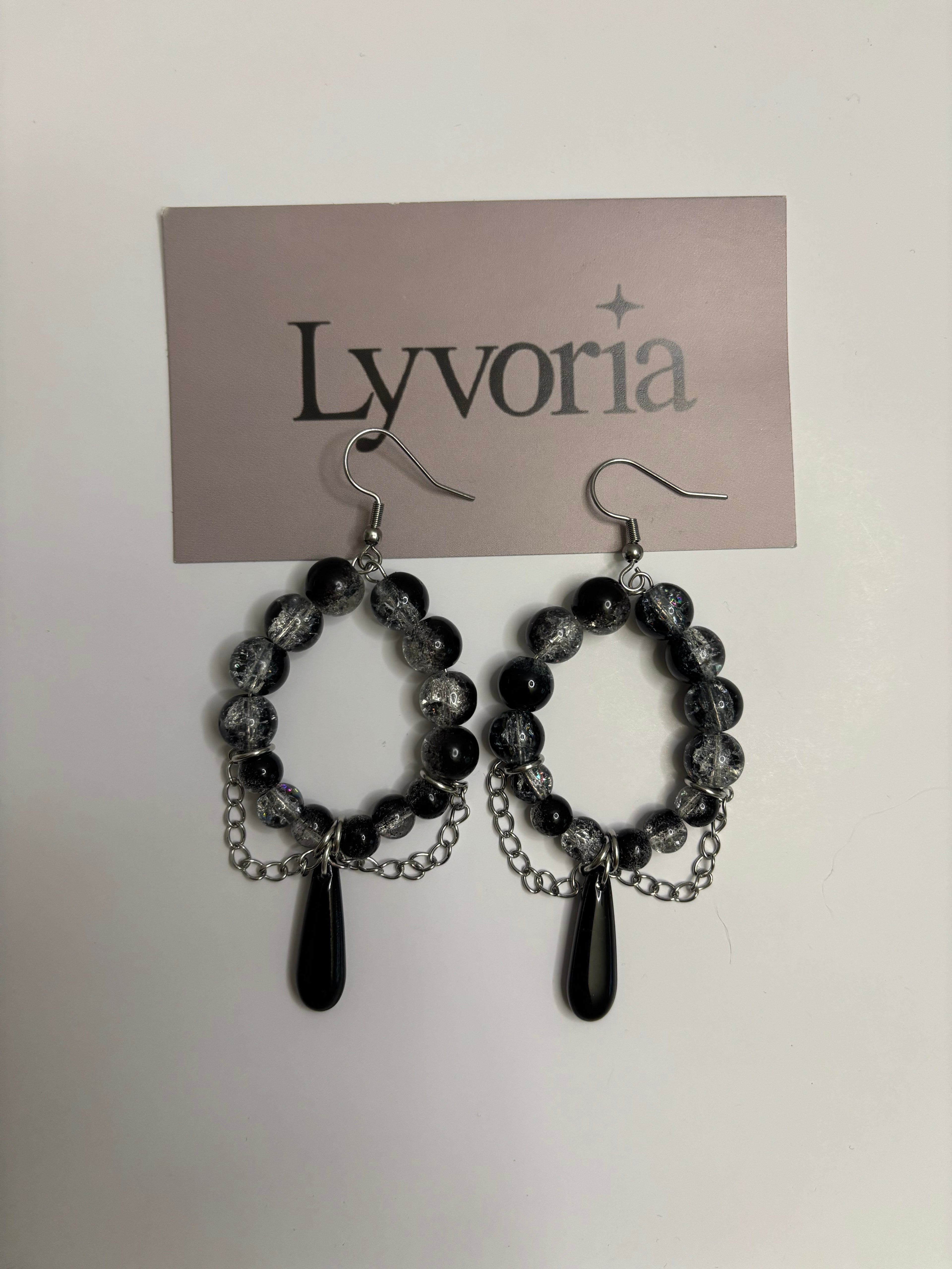 🩶 Silver Tear Earrings - Dark x Cute Handmade Jewelry