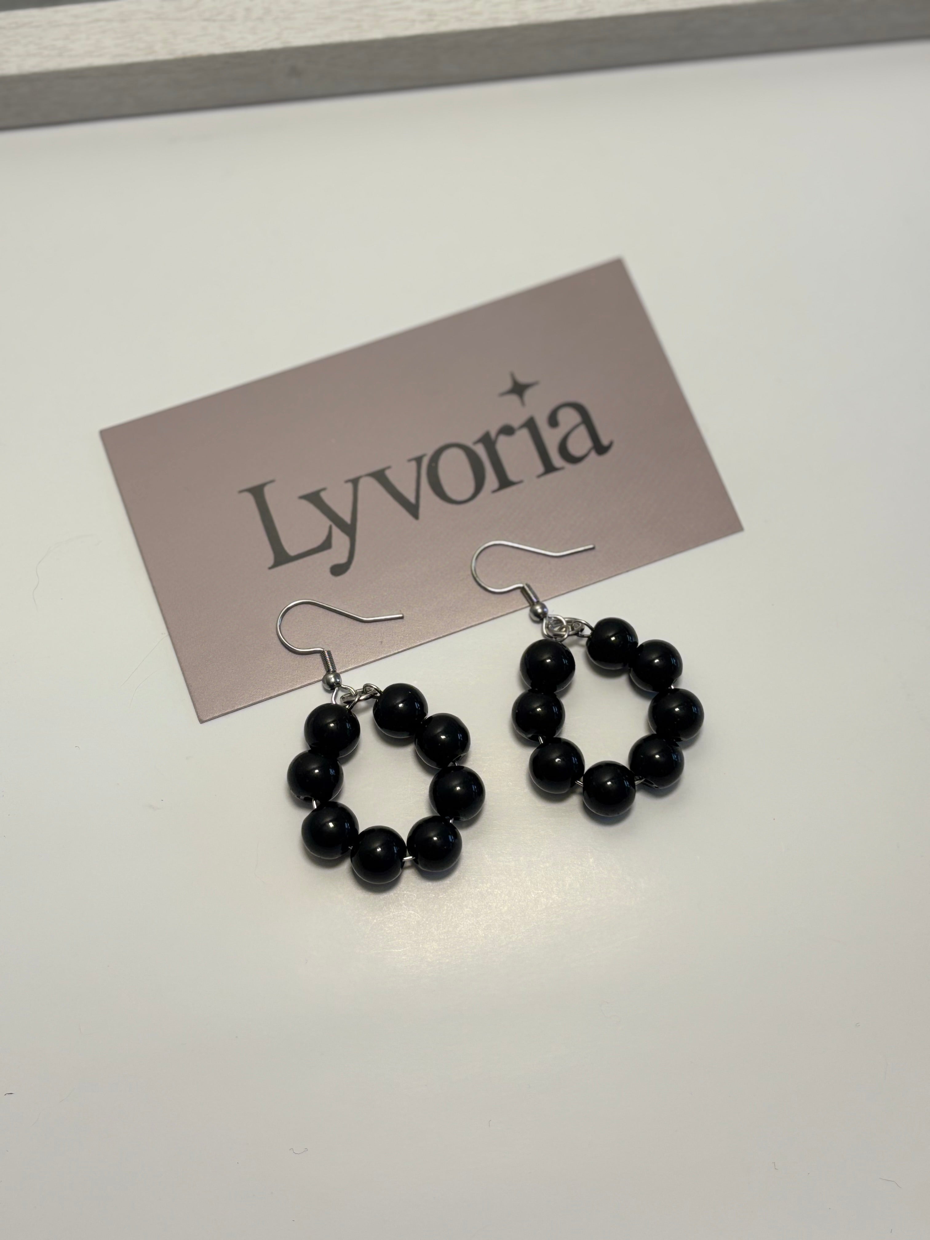 🖤 Pearl Loop Earrings - Black Dark x Cute Handmade Jewelry