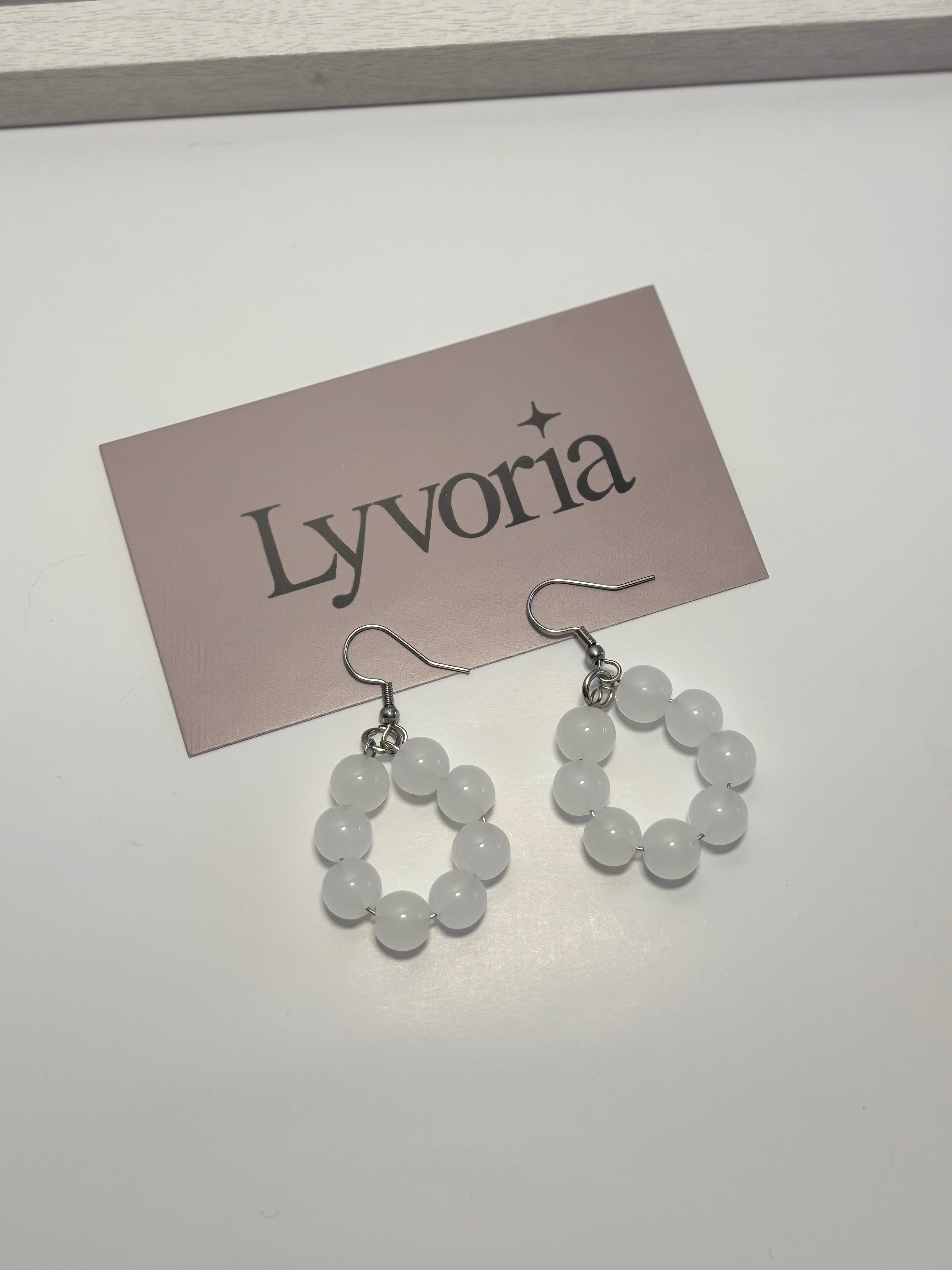 🤍 Pearl Loop Earrings - White Dark x Cute Jewelry