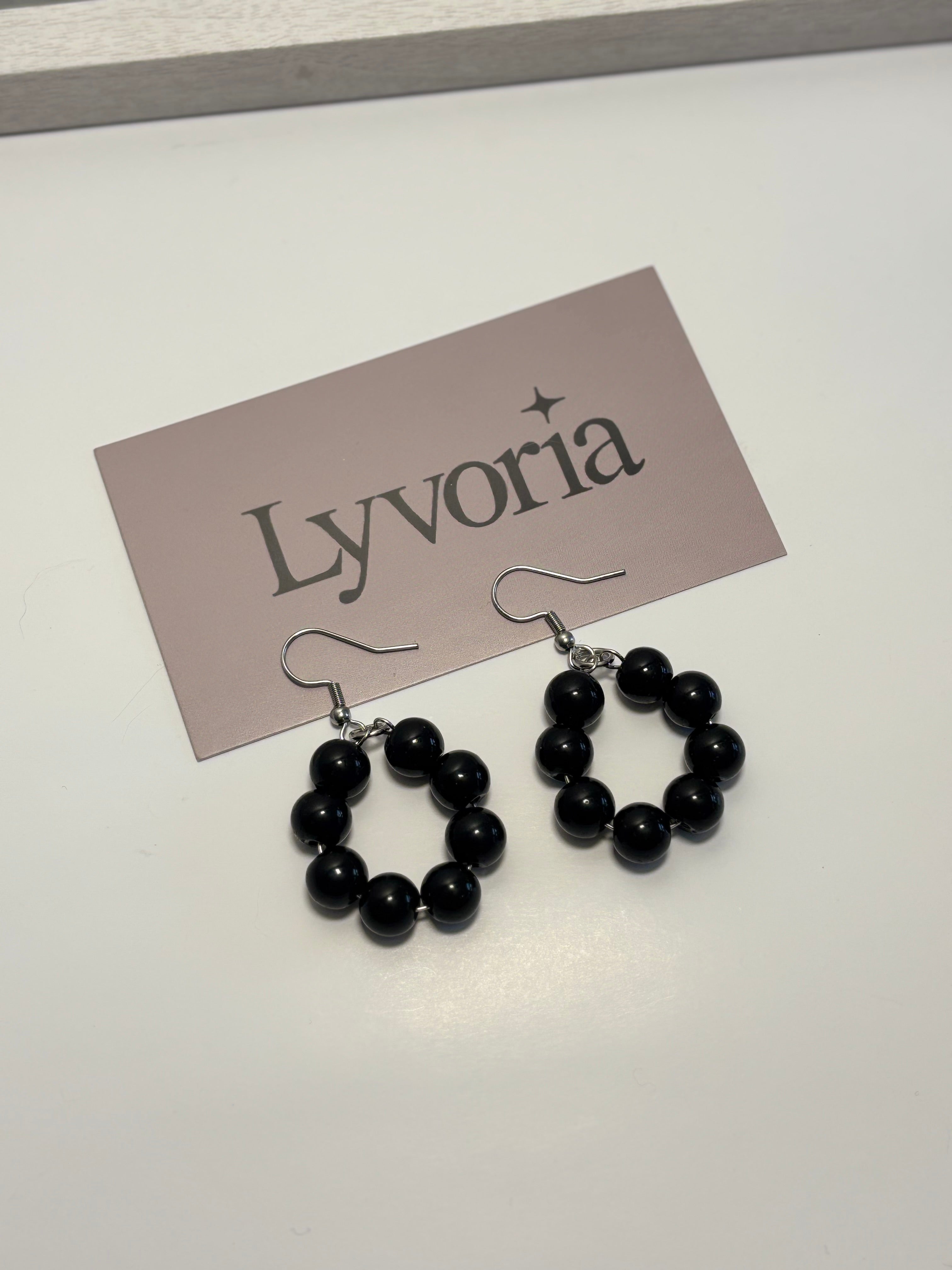 🖤 Pearl Loop Earrings - Black Dark x Cute Handmade Jewelry