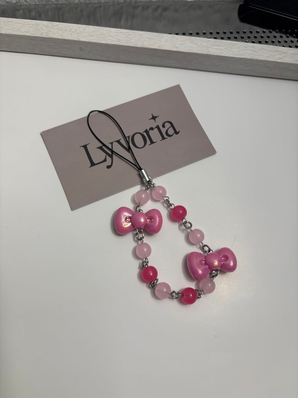 🩷 Sugar Moon Bow Keychain - Dark x Cute Handmade Accessory