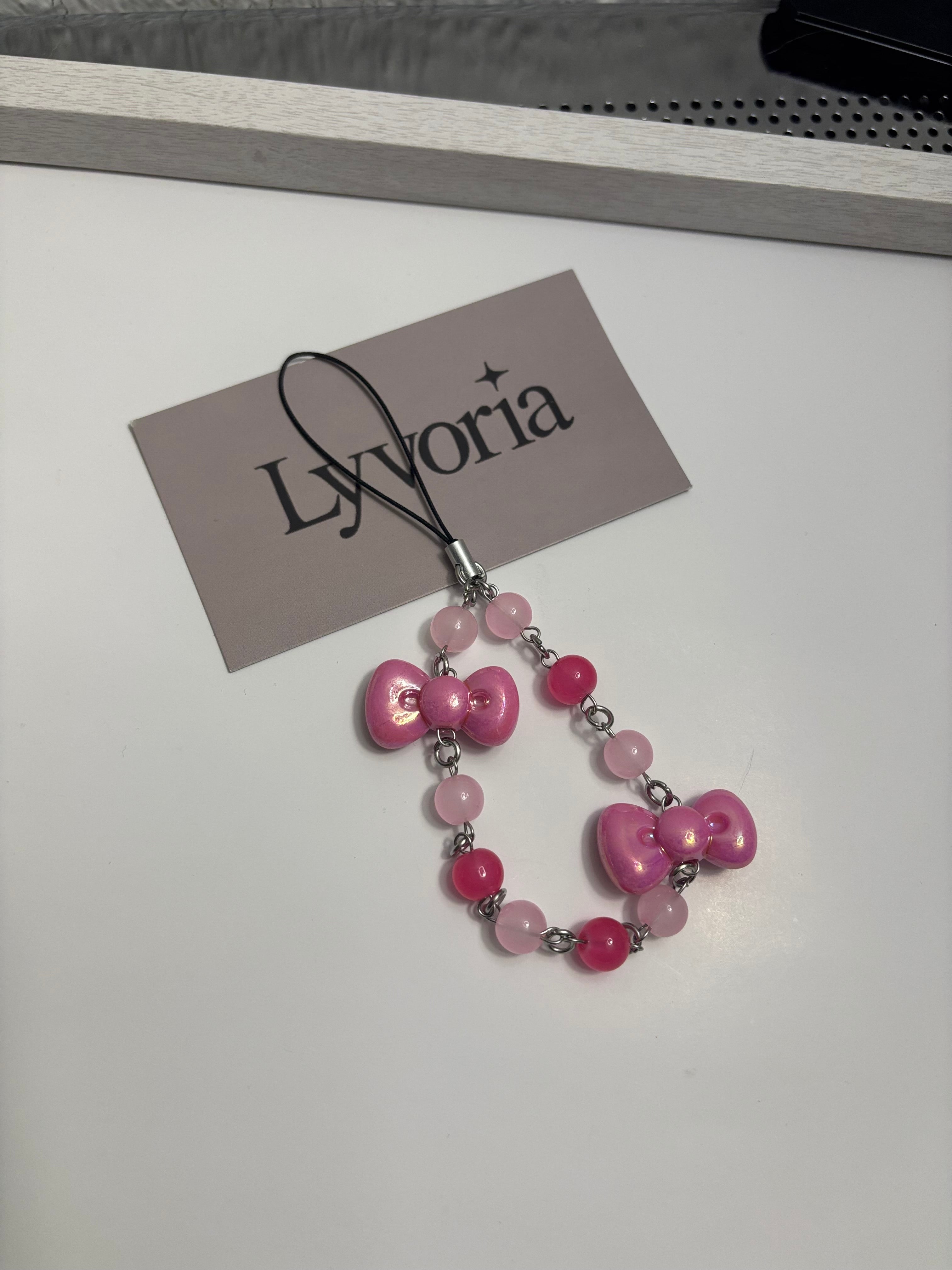 🩷 Sugar Moon Bow Keychain - Dark x Cute Handmade Accessory