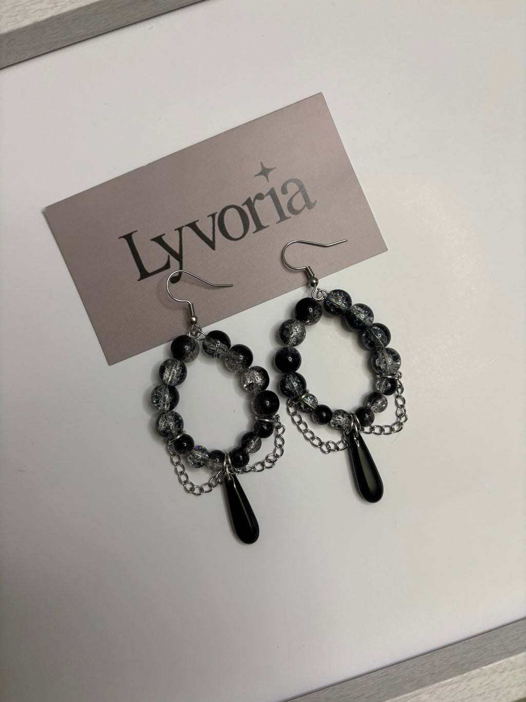 🩶 Silver Tear Earrings - Dark x Cute Handmade Jewelry