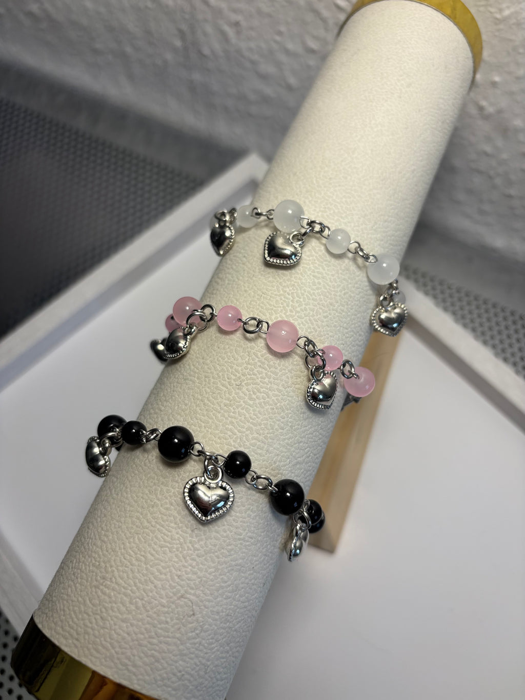 💗 Sweet Heart Charm Bracelets - Dark x Cute Handmade Jewelry