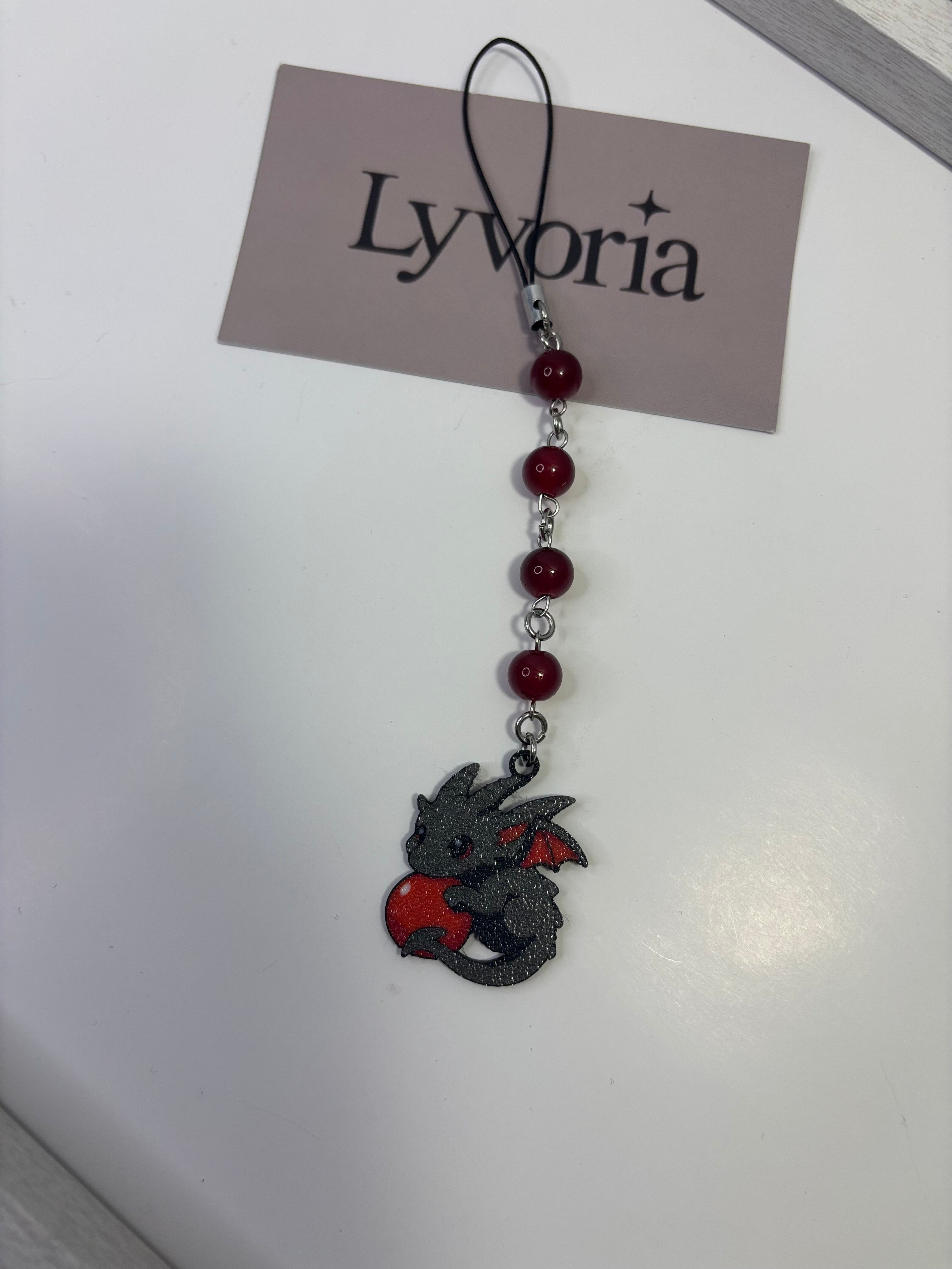 🖤 Shadow Dragon Keychain — Dark x Cute Handmade Accessory