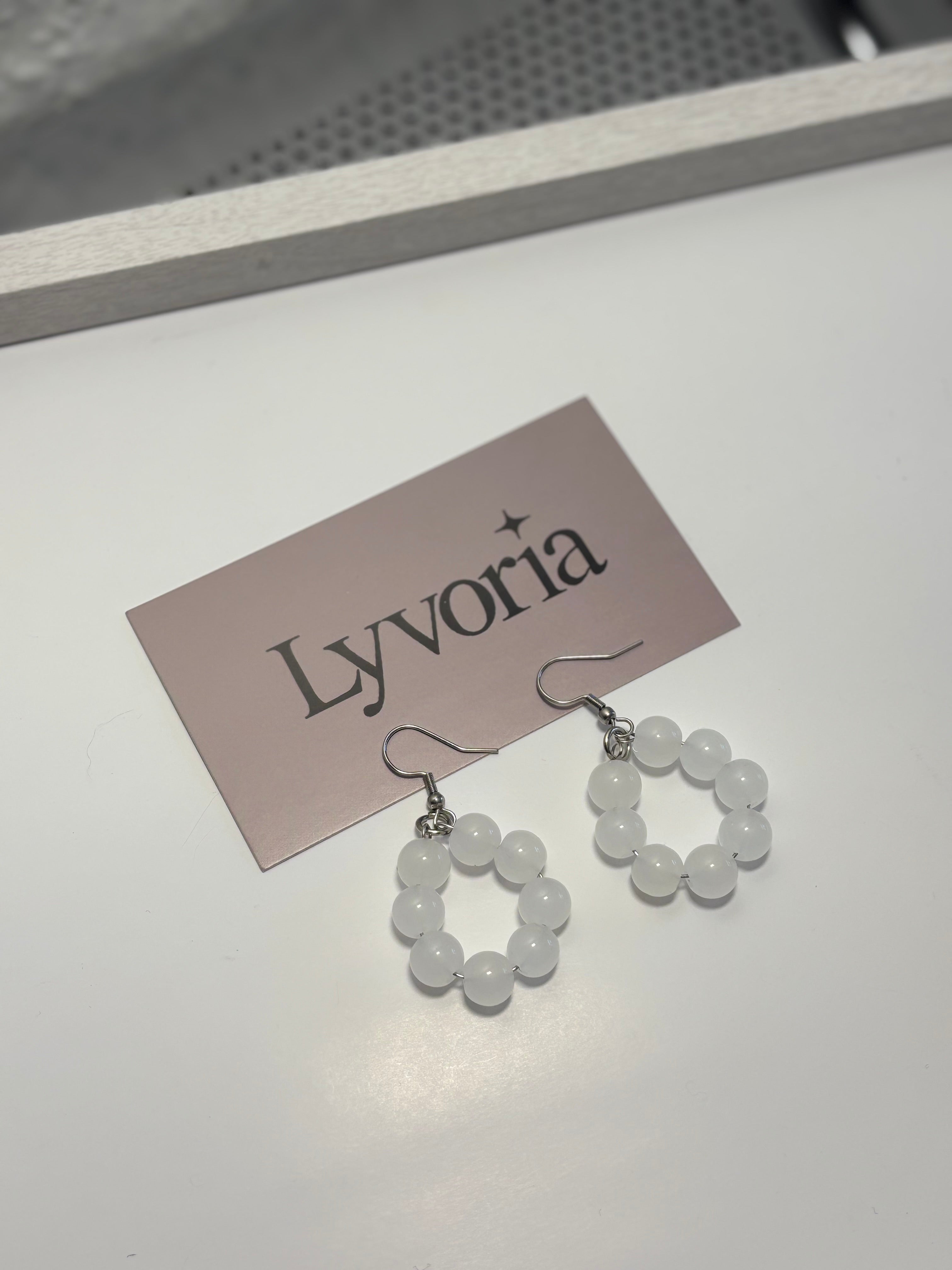 🤍 Pearl Loop Earrings - White Dark x Cute Jewelry