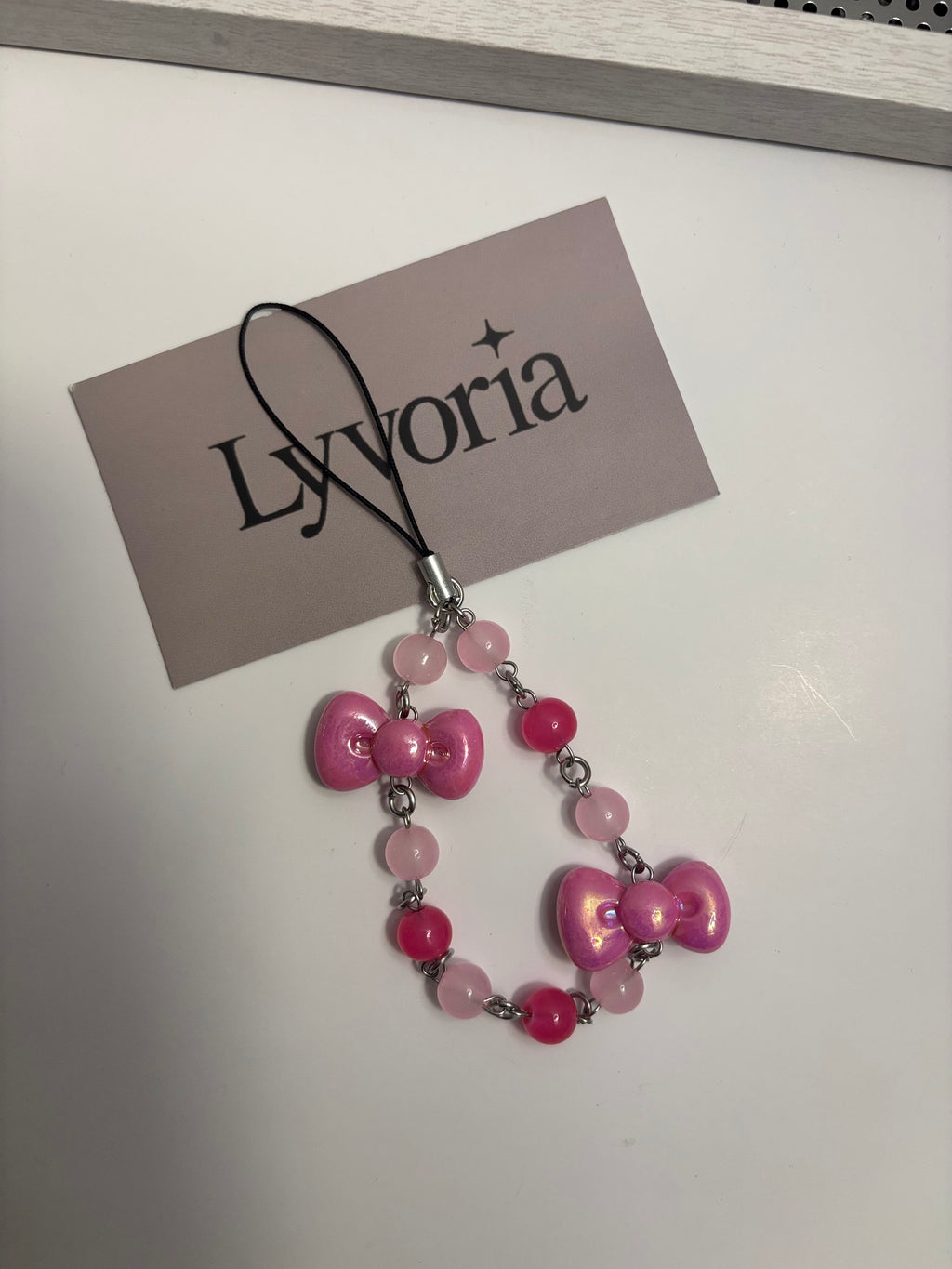 🩷 Sugar Moon Bow Keychain - Dark x Cute Handmade Accessory