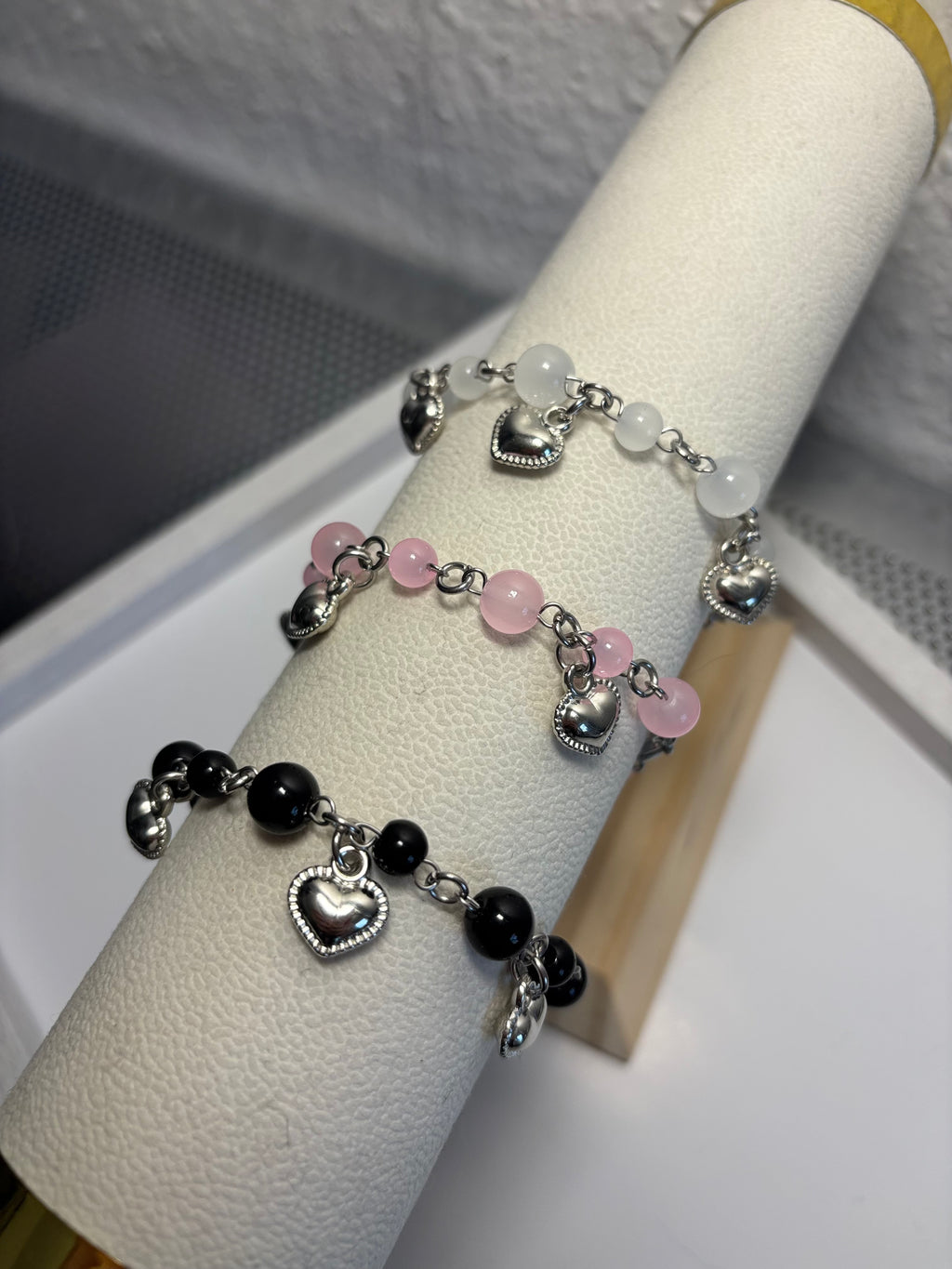 💗 Sweet Heart Charm Bracelets - Dark x Cute Handmade Jewelry