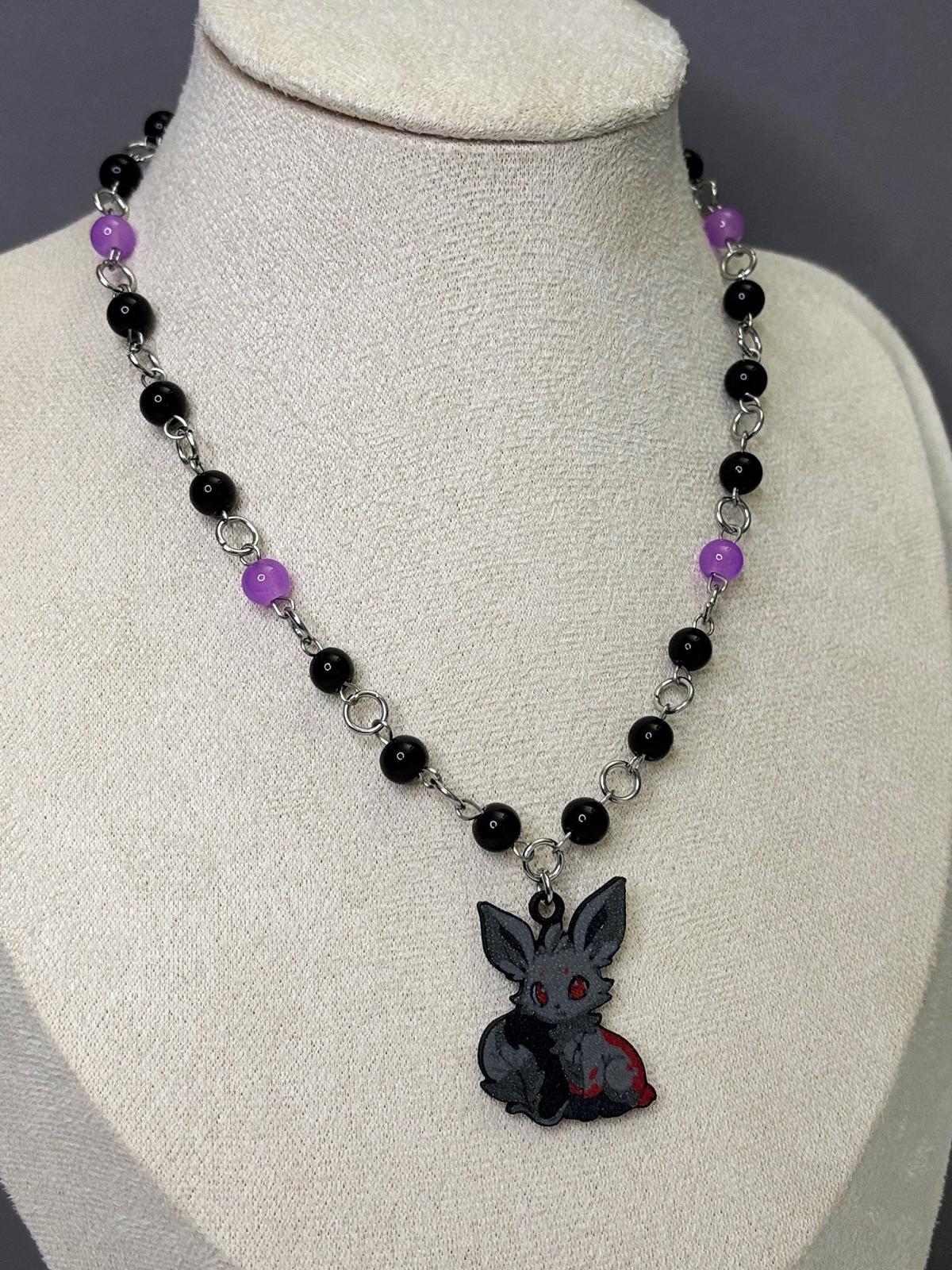 🌙 Blood Moon Fox Necklace - Handmade Dark x Cute Jewelry