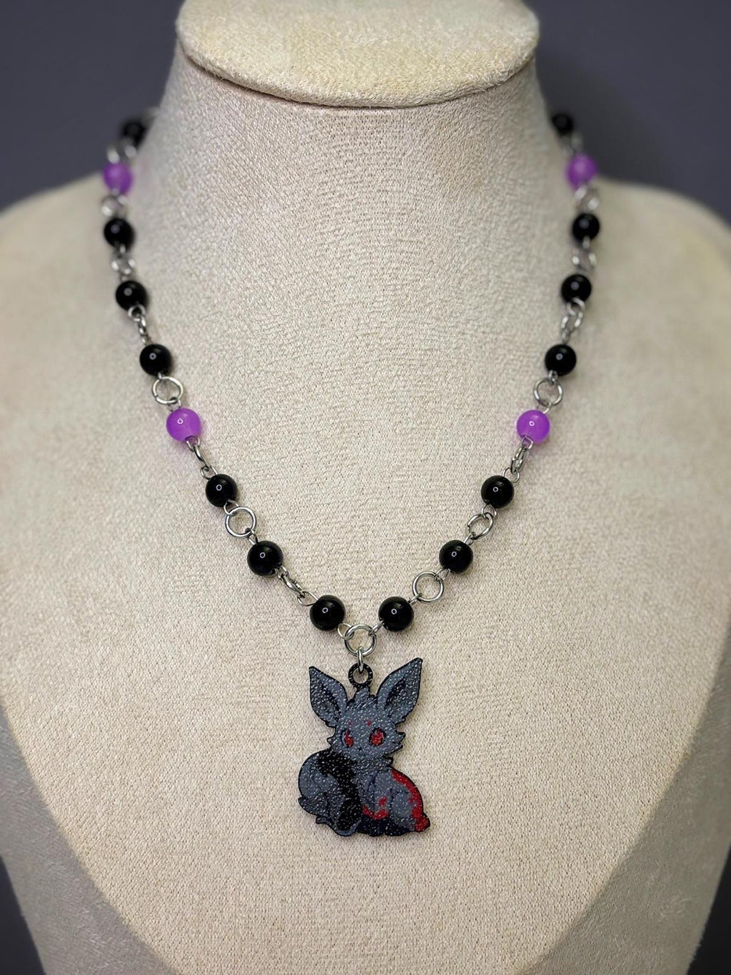 🌙 Blood Moon Fox Necklace - Dark x Cute Handmade Jewelry