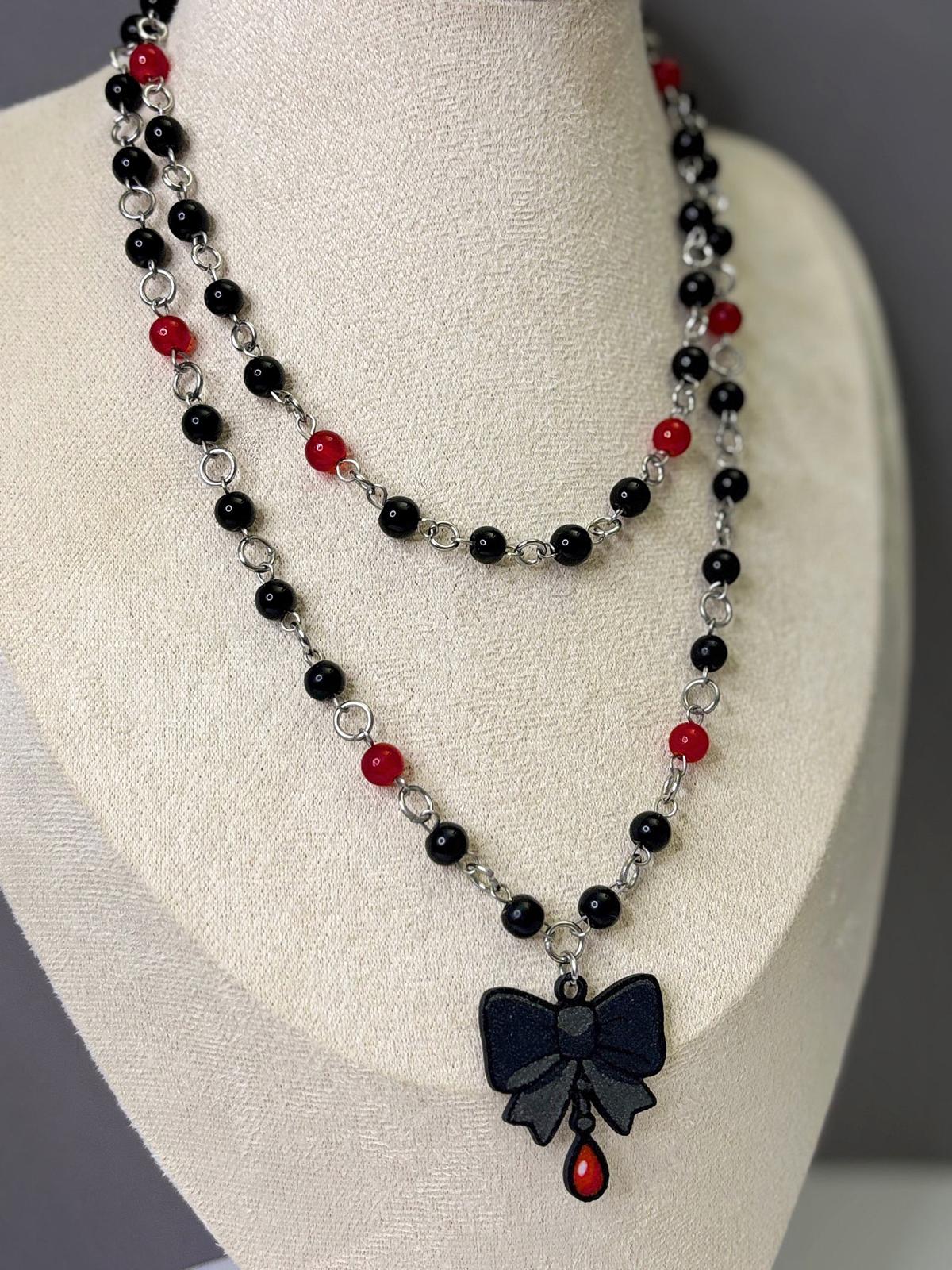 🎀 Bloody Bow Necklace - Handmade Dark x Cute Jewelry