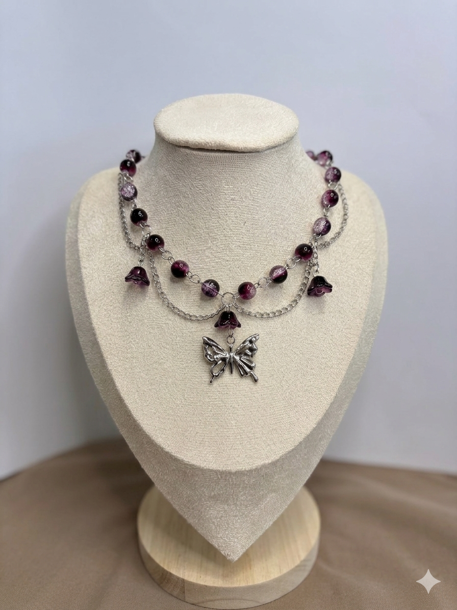 Butterfly Bloom Necklace - Dark x Cute Handmade Jewelry