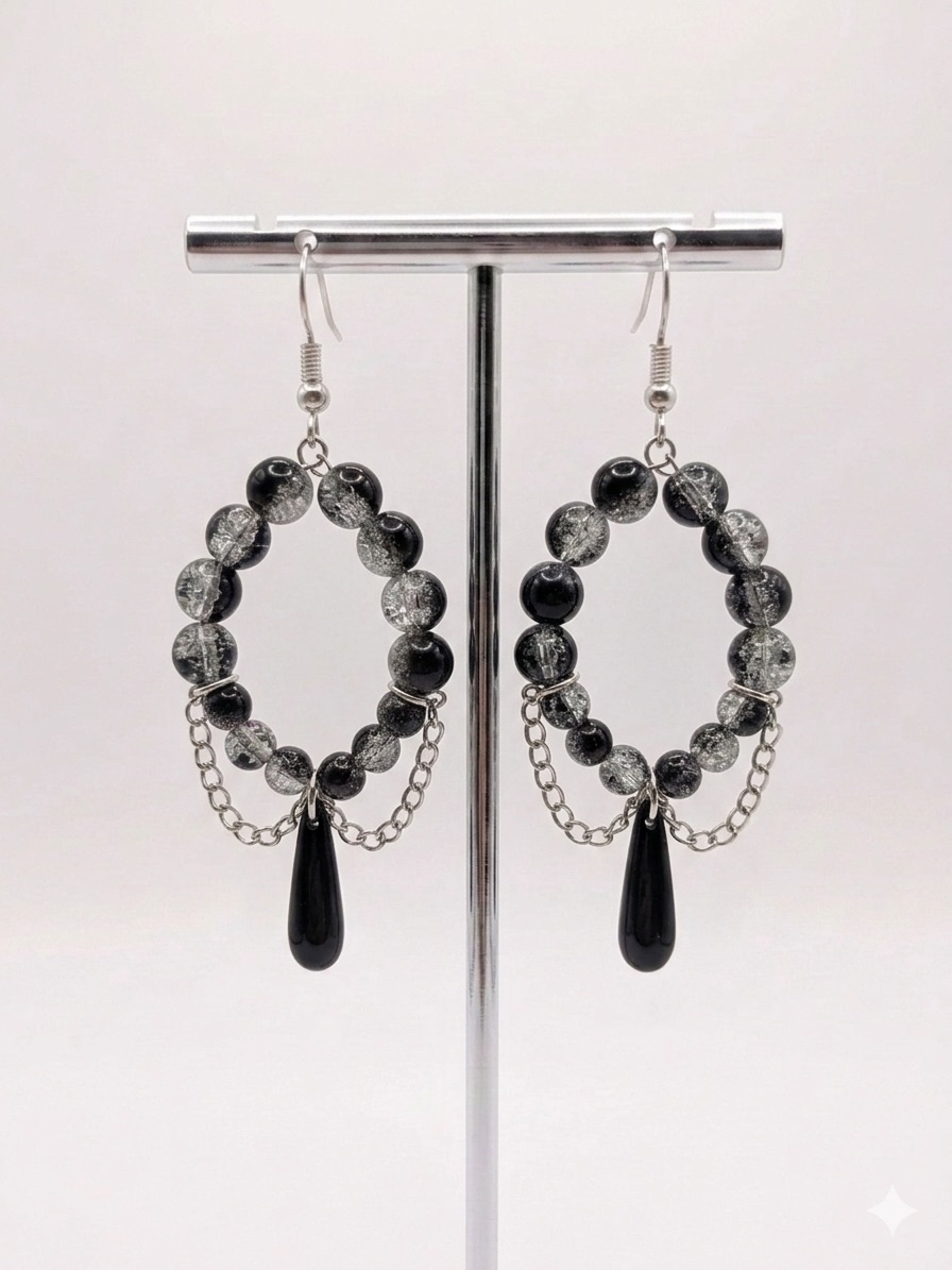 🩶 Silver Tear Earrings - Dark x Cute Handmade Jewelry