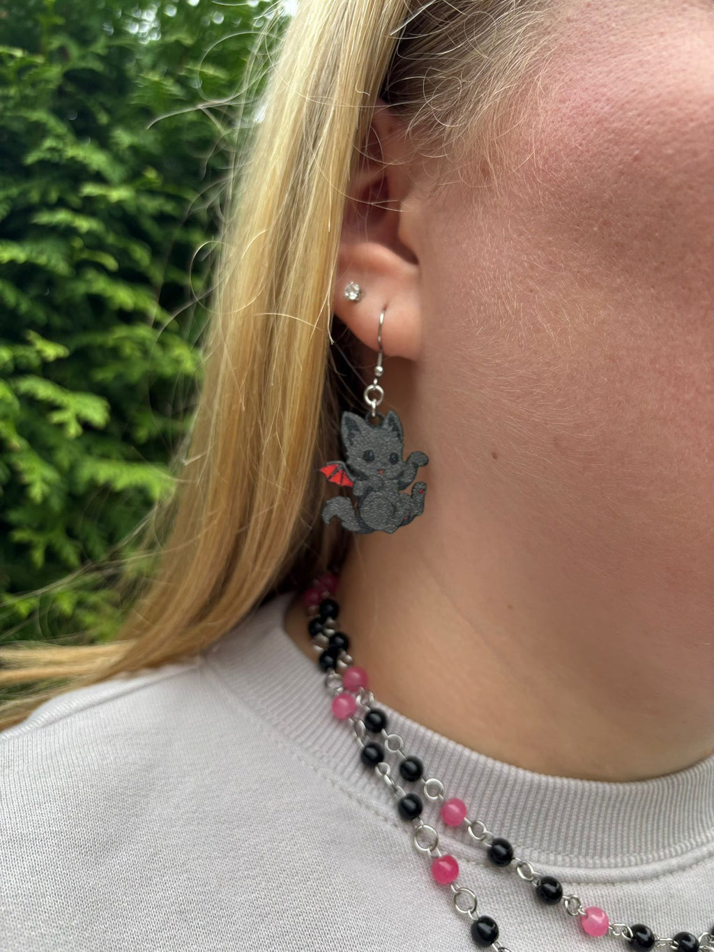 Dark Purr Earrings - Handmade dark x Cute Jewelry