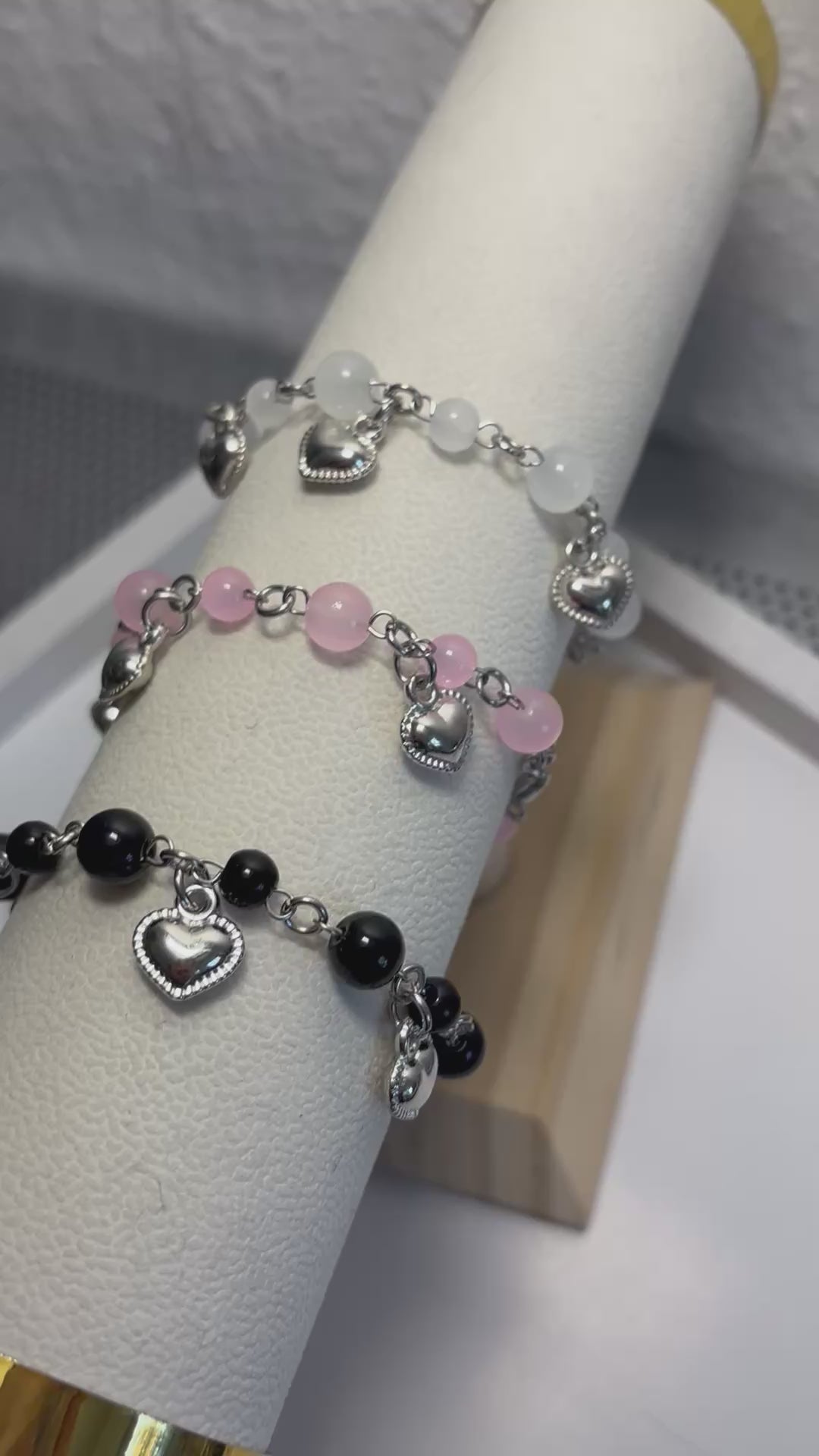 💗 Sweet Heart Charm Bracelets - Dark x Cute Handmade Jewelry