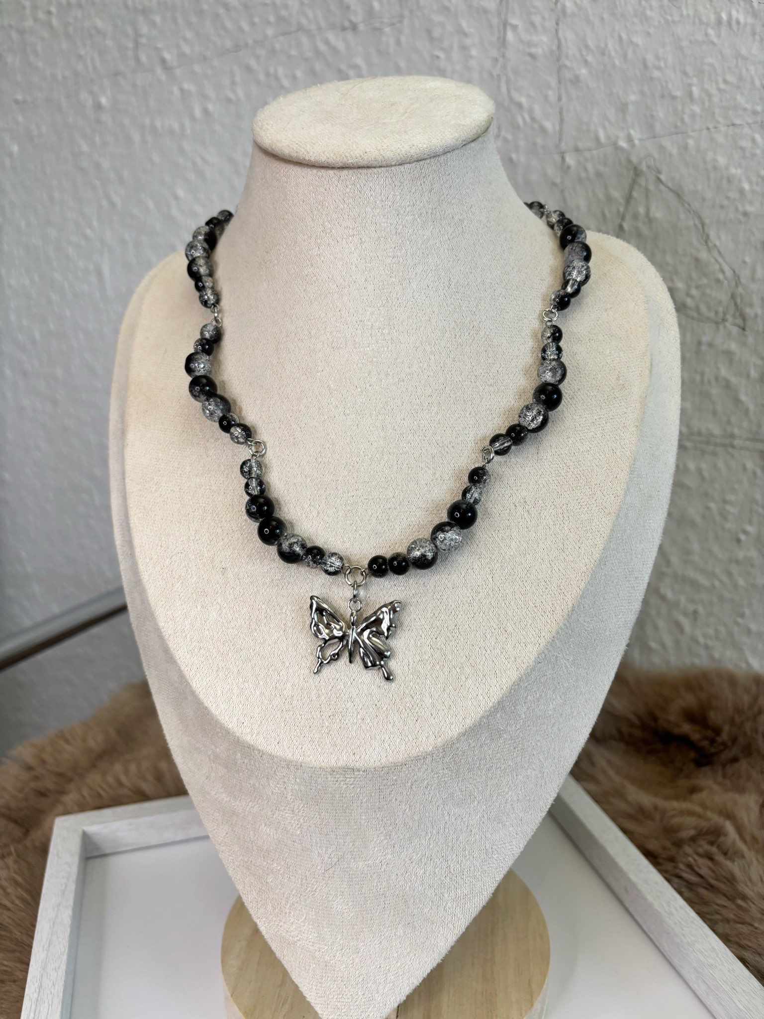 🦋 Midnight Wings Necklace - Dark x Cute  Handmade Jewelry