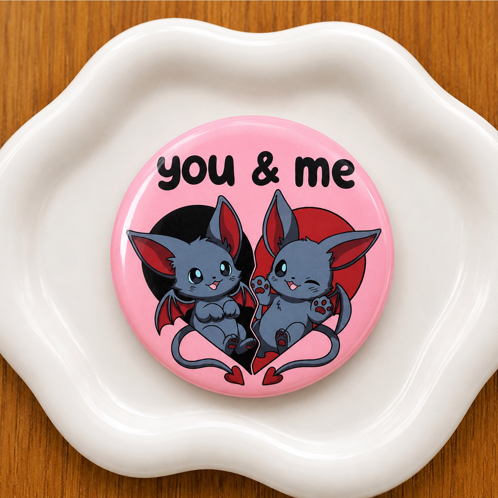 You & Me Batcat Button