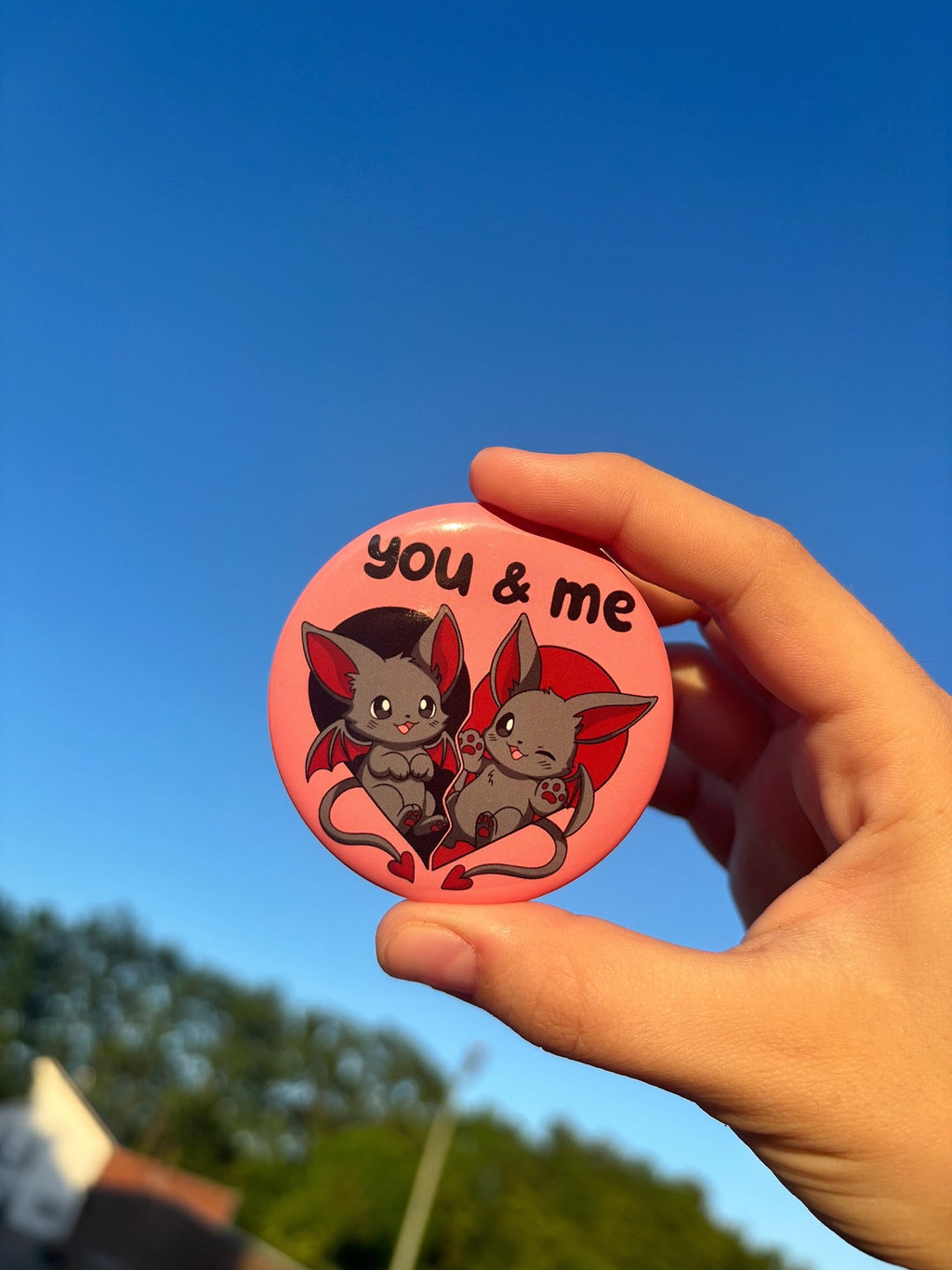 You & Me Batcat Button